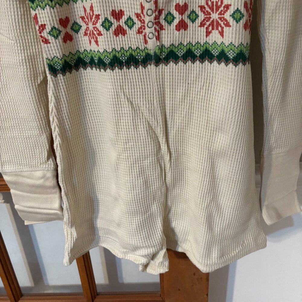 Urban Outfitters: Lounge Around Waffle Knit Fairisle Romper -XL - Cream - Picture 6 of 13